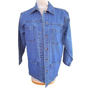 Cabin Creek Vtg Denim Chore Jacket Womens S Barn Coat Workwear Boxy